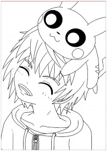 Pagina da colorare per bambini con kawaii da scaricare
