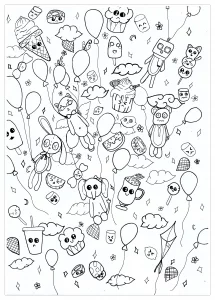 Pagina da colorare gratuita e gratis per bambini con kawaii da stampare