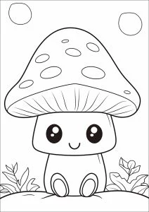 Piccolo fungo disegnato in stile kawaii.
