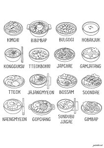 Disegni da colorare di korean food culture gratuiti per bambini