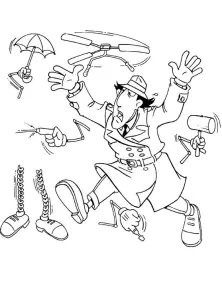 Disegno da colorare dell'ispettore gadget per bambini
