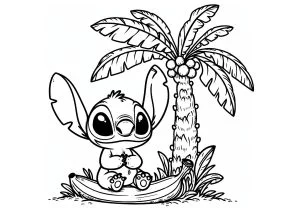 Stitch al piede di una palma