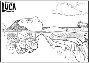 Luca si riposa nell'acqua.