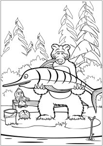 L'orso ha pescato un grosso pesce.