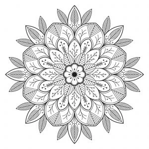 Mandala con foglie e fiori