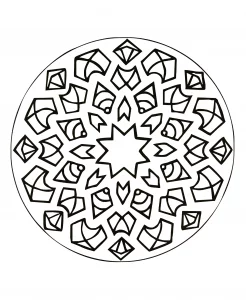 Pagina da colorare gratuita e gratis per bambini con mandala da stampare