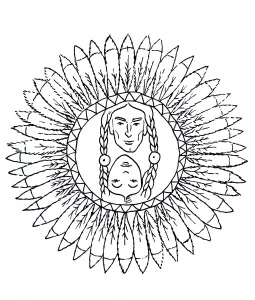 Mandala con due indiani d'america