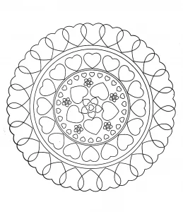 Mandala composto da cuori.