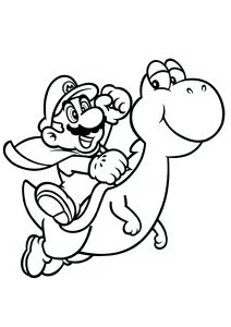 Mario sul suo amico dinosauro yoshi.