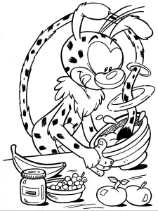Scarica gratuitamente il disegno del Marsupilami da colorare.