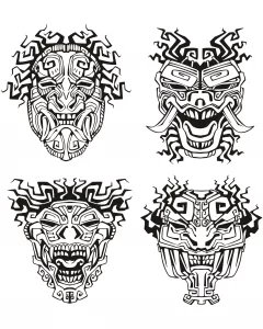 4 maschere inca / maya