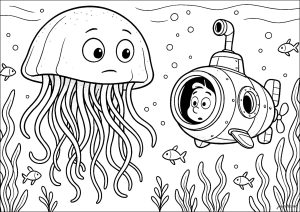 Il Sottomarino E La Medusa Gigante