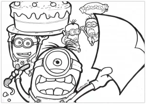 Pagina da colorare gratuita per bambini con minions gratis da scaricare