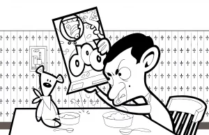 Disegno di mr bean da colorare per bambini.