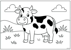 Graziosa piccola Mucca con macchie nere