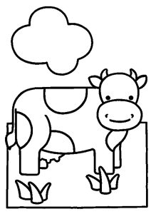 Colorazione Molto Facile Di Una Mucca.