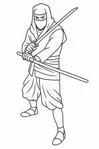 Un Ninja dallo sguardo minaccioso, pronto ad affrontare il suo nemico