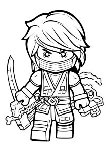 Disegno Da Colorare Per Bambini Di Un Personaggio Lego Ninjago.