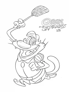 Pagina da colorare gratuita per bambini con oggy e i maledetti scarafaggi gratis da scaricare