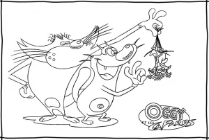 Pagina da colorare gratuita e gratis per bambini con oggy e i maledetti scarafaggi da stampare