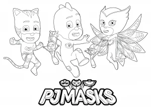Pyjamasques (pj masks): logo e 3 personaggi