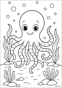 Disegni da colorare gratuiti per bambini di polpi