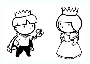 Disegno Da Colorare Di Re E Regina Per Bambini.