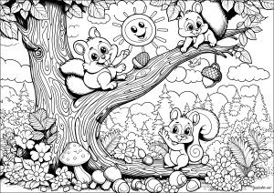 Disegni da colorare di scoiattoli per bambini
