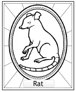 Scarica il disegno da colorare del segno zodiacale cinese del topo.