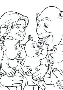 Shrek, la principessa fiona e i loro tre figli