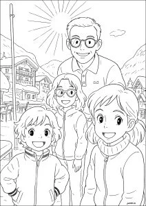 Famiglia amichevole per gli sport invernali