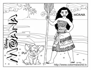Immagine di vaiana (moana) da scaricare e colorare