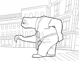 Pagina da colorare gratuita e gratis per bambini con Zootopia da stampare