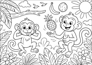 Ausmalbilder von affen für kinder