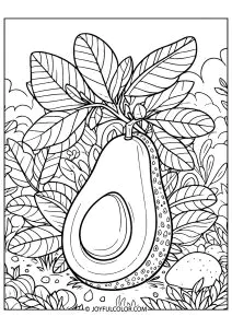 Realistische Avocado Mit Ihren Blättern