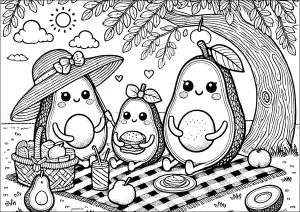 Avocado Familie Bei Einem Picknick