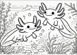 Zwei Axolotis