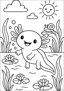 Kostenlose ausmalbilder von axolotl zum ausdrucken