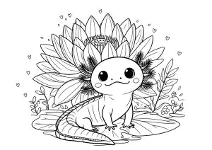 Axoloti Und Lotusblüte