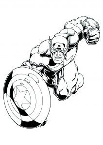 Ausmalbild von Captain America, einfach für Kinder