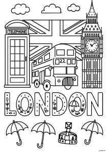 London: doppeldeckerbusse, big ben und andere englische symbole