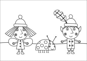 Ben Und Holly Mit Ihrer Freundin, Dem Marienkäfer.