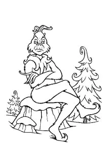 Der Grinch Wartet Auf Einem Baumstamm.