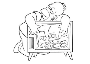 Homer Simpson Und Seine Geliebte Familie Im Fernsehen.