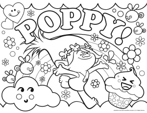 Wunderschöne Ausmalbilder Zum Drucken Von Den Trolls, Mit Prinzessin Poppy.