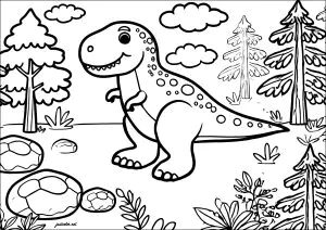 Hübscher T Rex Umgeben Von Tannenbäumen