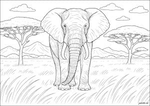 Majestätischer elefant der savanne