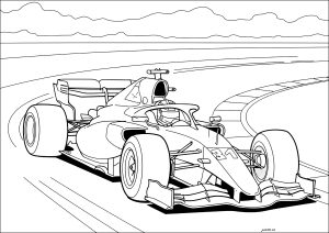 Einfache Zeichnung eines Formel-1-Autos - Ausmalbilder von Formel 1 zum