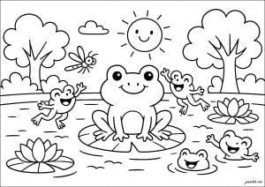 Froschfest der glücklichen frösche am see
