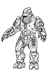 Zeichnung Eines Soldaten Aus Dem Spiel Halo.